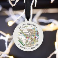 Personalisierte Uk Map Weihnachtsdekoration Für Den Baum | Beliebige Postleitzahl Option Die Nachricht Auf Der Rückseite Oder Das Gleiche Design von PushkaHome