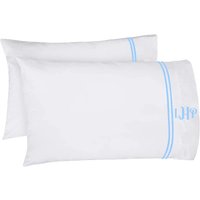 Pushp Leinen Kissenbezüge 100% Baumwolle Packung 2 Mit Stickerei Doppelter Rand Monogramm Pushp Leinen Kissenbezüge 100% Baumwolle Packung 2 Mit Stickerei Doppelter Rand Monogramm von PushpLinen