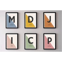 Benutzerdefinierte Initialen Wandkunst. Personalisierter Scandi Inspirierter Druck. Anfangsdruck von PutANameOnItLtd