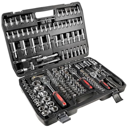 Putentfun Steckschlüsselsatz 172 tlg 1/2" 3/8" 1/4" Knarrenkasten Werkzeugkoffer Steckschlüssel Satz Ratschenkasten Nusskasten Knarre Steck Schlüssel Ratsche Nuss Kasten set von Putentfun