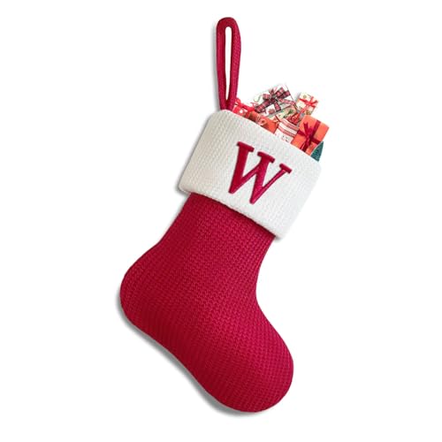 Putentfun Weihnachtsstrumpf Personalisiert Nikolausstrumpf 22 cm Weihnachtsstrumpf Füllung für Weihnachtsdekoration Christmas Stockings Weihnachtsbaum Kamin hängende Ornamente - e Rot W von Putentfun