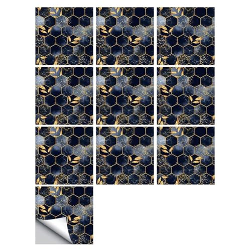 Puthernm 10pcs/Set Schwarze Hexagon -Fliesen Aufkleber Küche Backsplash Oilproofes Waschbecken Peel Stick wasserdichte Kunst Tapete von Puthernm