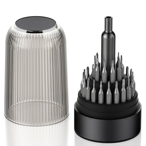 Puthernm 31-in-1 Mini-Präzisionsschraubendreher-Set, Magnetisch, Kleines, Kompaktes Reparaturwerkzeug-Set für Brillen, Elektronik, Uhren, Schwarz von Puthernm