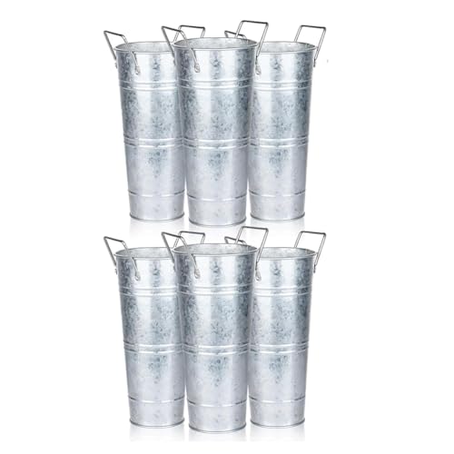 Puthernm 6 STK Verzinkte Eimer Blumenbar 10 Blumen Eimer mit Griffen für Zuhause Blumenmittelpunkt Behälter für Hochzeit und Schnittblumen von Puthernm
