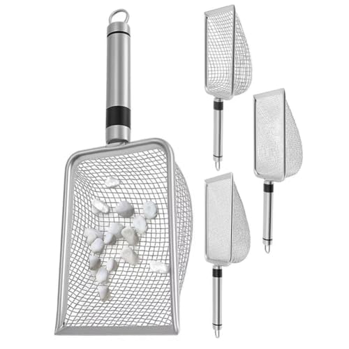 Puthernm Soil Sifter für die Gartenarbeit aus Edelstahl, für Katzen, Pellets, für den Garten, tragbar, für Boden, Felsen, Schmutz, 4 Stück Puthernm Soil Sifter für die Gartenarbeit aus Edelstahl, für Katzen, Pellets, für den Garten, tragbar, für Boden, Felsen, Schmutz, 4 Stück von Puthernm