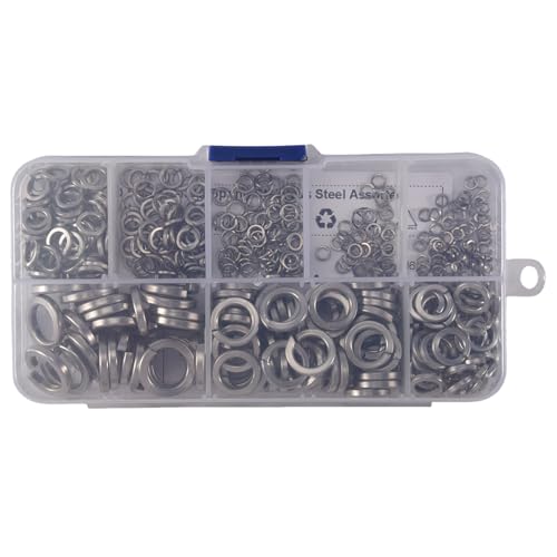 Puthernm Sperre Unterlegscheibe, 304 Edelstahl Schloss Washer Sortiment Set (410-Stück, 8-Fach) von Puthernm