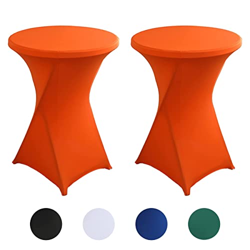 2er-Set Stretch Stehtisch Hussen, Stehtischhusse Ø 80 x 110 cm, Verstärkung im Fußbereich, Elegante Waschbare Tischdecke für Bistrotische/Bartische und Hochzeit/Cocktail-Party (Orange A) von Putniu