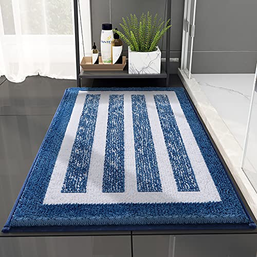 Flauschige Badematte Mikrofaser Badezimmerteppich, Groß rutschfest Waschbar Teppich, Weich Super Saugfähig Badteppich, Badvorleger für Dusche Badewanne Toilette, Duschvorleger (Marineblau, 60x90cm) von Putniu