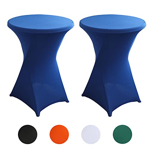 Putniu 2er-Set Stretch Stehtisch Hussen, Stehtischhusse Ø 80 x 110 cm, Verstärkung im Fußbereich, Elegante Waschbare Tischdecke für Bistrotische/Bartische und Hochzeit/Cocktail-Party (Blau) von Putniu