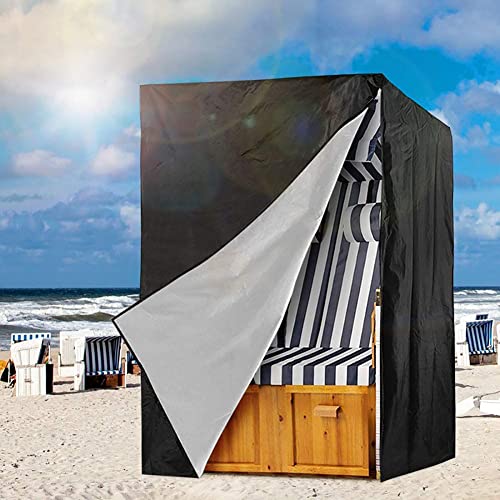 Strandkorb Schutzhülle, 135 x 105 x 175/140 cm, Strandkorbhüllen aus 300D Oxford Gewebe, Wasserdicht Winterfest Strandkorb Abdeckung, Abdeckhaube für Strandkorb mit UV-Beständiges, Schwarz von Putniu