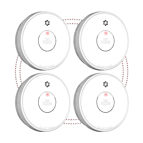 Putogesafe Rauchmelder vernetzt, Funkrauchmelder mit austauschbarer Batterie, Max. 48 vernetzbarer Brandmelder, Drahtlos Feuermelder, EN14604 & CE Zertifiziert, 10 Jahre Lebensdauer, 4 Stück von Putogesafe