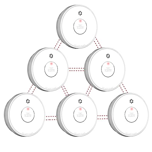 Putogesafe Rauchmelder vernetzt, Funkrauchmelder mit austauschbarer Batterie, Max. 48 vernetzbarer Brandmelder, Drahtlos Feuermelder, EN14604, 10 Jahre Lebensdauer, 6 Stück von Putogesafe