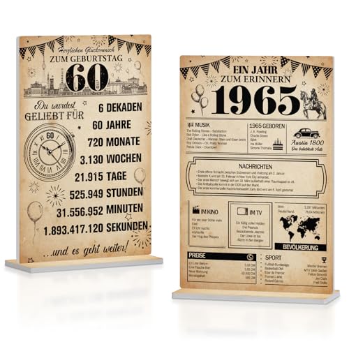Putuo Decor 1965 Jahrgang Rückblick & 60 Geburtstag Tischaufsteller Set – PVC Nostalgie Tischdeko für runde Geburtstage und persönliche Jubiläen von Putuo Decor