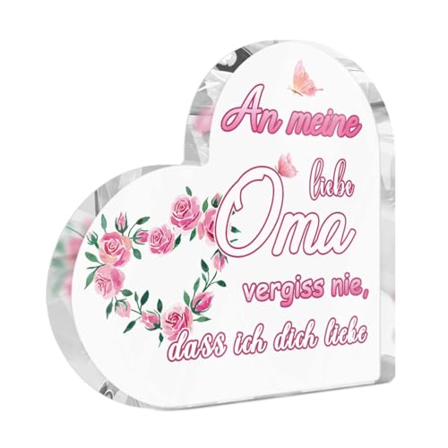 Putuo Decor Acryl Herz Deko für Oma – Geschenk mit Spruch 'An Meine Liebe Oma' – Tischschild als liebevolle Aufmerksamkeit für Großmutter Putuo Decor Acryl Herz Deko für Oma – Geschenk mit Spruch 'An Meine Liebe Oma' – Tischschild als liebevolle Aufmerksamkeit für Großmutter von Putuo Decor