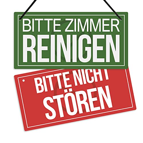 Putuo Decor Bitte Zimmer Reinigen, Bitte Nicht Stören Schild, Wendbares doppelseitiges Schild PVC Hängeplakette für Wohnzimmer Schlafzimmer Haus und Büro, 25,4 x 12,7 cm von Putuo Decor