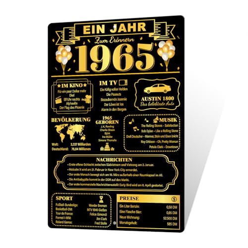 Putuo Decor Blechschild 1965 Erinnerung Metall Schild, Nostalgische Aluminium Deko, Retro Geschenk für Jahrgang 1965, Wohnzimmer oder Bar, 12 x 8 Zoll, Schwarz von Putuo Decor