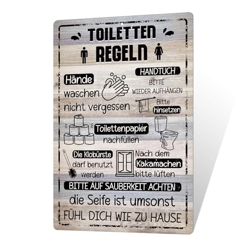 Putuo Decor Blechschild – Toilettenregeln – Humorvolle Bad- und WC-Dekoration von Putuo Decor