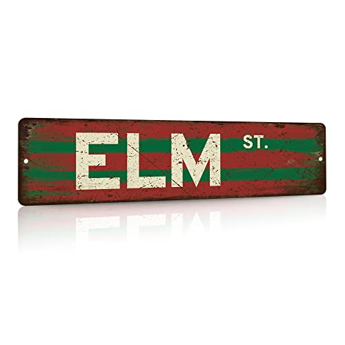 Putuo Decor ELM Straßenschild – Lustiges Metall-Blechschild, Horrorfilm-Dekor, Retro-Ulmen-St-Schild für Schlafzimmer, Dekoration, Männerhöhle, rustikale Alpträume auf Ulme, 40,6 x 10,2 cm von Putuo Decor