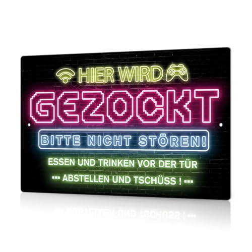 Putuo Decor Gaming Blechschild – Neon Look Metallschild für Gamer, Wanddeko für Gaming Zimmer, Geschenkidee für Zocker, 30x20cm Putuo Decor Gaming Blechschild – Neon Look Metallschild für Gamer, Wanddeko für Gaming Zimmer, Geschenkidee für Zocker, 30x20cm von Putuo Decor