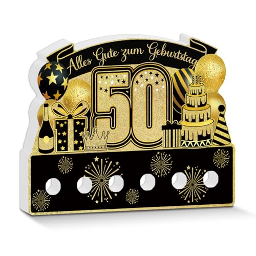 Putuo Decor Geburtstag Tischdeko Schwarz Gold mit Geldfach – Alles Gute zum Geburtstag Party Dekoration 50 Jahre Jubiläum für Männer Frauen von Putuo Decor