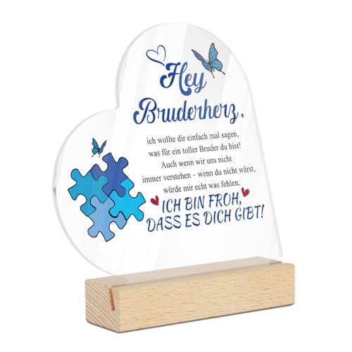 Putuo Decor Herz Acrylschild Bruderherz – Geschenk für Bruder mit liebevollem Spruch – Tischdeko zum Geburtstag oder einfach so Putuo Decor Herz Acrylschild Bruderherz – Geschenk für Bruder mit liebevollem Spruch – Tischdeko zum Geburtstag oder einfach so von Putuo Decor