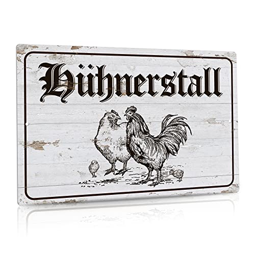 Putuo Decor Hühner Schild 20x30cm, Farmhouse Vintage Metallschild Hühner und Deko Geschenk Schild, Aluminium Metall Zeichen von Putuo Decor