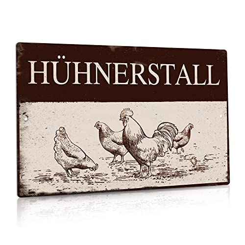 Putuo Decor Hühner Schild - Hühner Deko Geschenk als Hühnerstall Zubehör und retro Wanddeko, Farmhouse Vintage Aluminium Metall Zeichen 20 x 30 cm von Putuo Decor