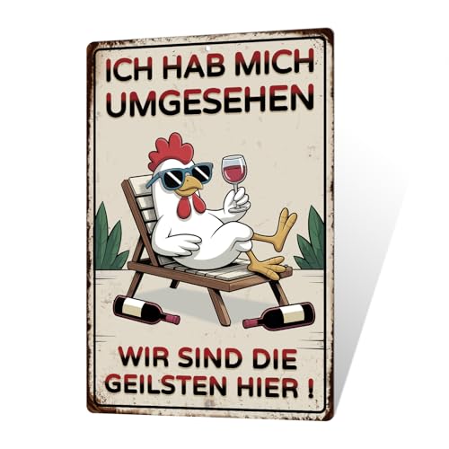 Putuo Decor Lustiges Metallschild Huhn – Ich hab Mich umgesehen, wir sind die Geilsten Hier – Humorvolle Wanddeko mit Sonnenbrille Huhn Putuo Decor Lustiges Metallschild Huhn – Ich hab Mich umgesehen, wir sind die Geilsten Hier – Humorvolle Wanddeko mit Sonnenbrille Huhn von Putuo Decor