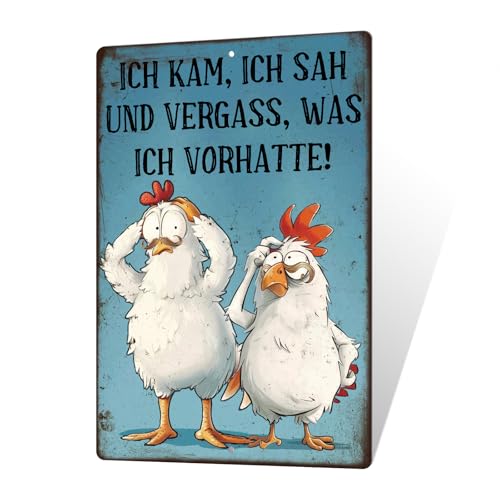 Putuo Decor Lustiges Metallschild Huhn – Ich kam, ich SAH und vergaß – Humorvolle Retro Wanddeko mit Spruch – Geschenk für Freunde & Kollegen Putuo Decor Lustiges Metallschild Huhn – Ich kam, ich SAH und vergaß – Humorvolle Retro Wanddeko mit Spruch – Geschenk für Freunde & Kollegen von Putuo Decor