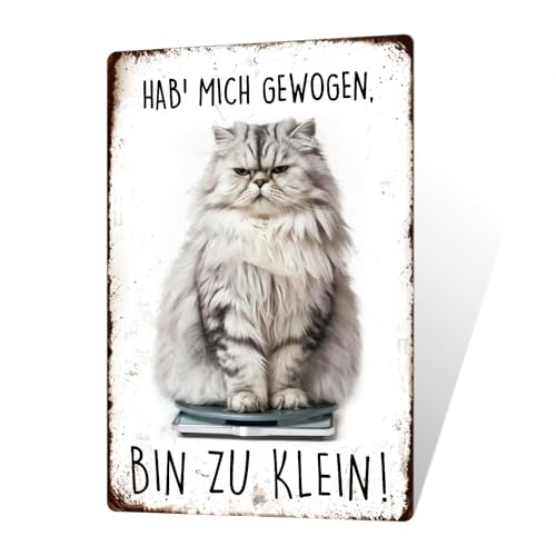 Putuo Decor Lustiges Metallschild Katze – Hab' Mich gewogen, Bin zu klein – Witzige Wanddeko mit Spruch – Geschenkidee für Katzenfreunde von Putuo Decor