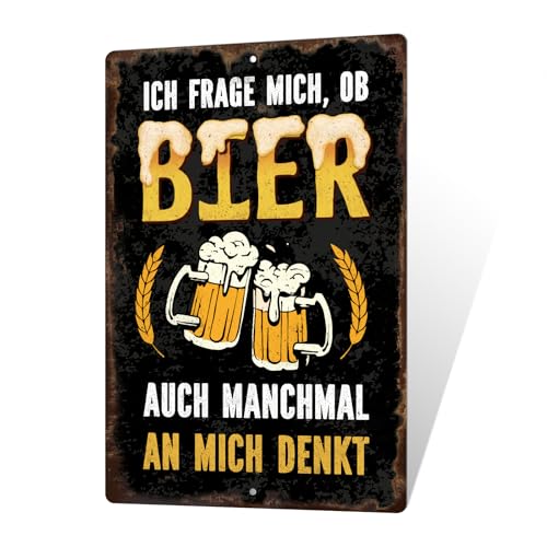 Putuo Decor Metallschild Bier denkt an mich, Keller oder als Geschenk für Bierfans (Denk an Bier) von Putuo Decor