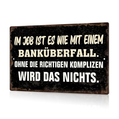 Putuo Decor Metallschild Büro – Lustiges Blechschild mit Spruch – Teamarbeit Deko für Kollegen, Arbeitsplatz oder Homeoffice von Putuo Decor