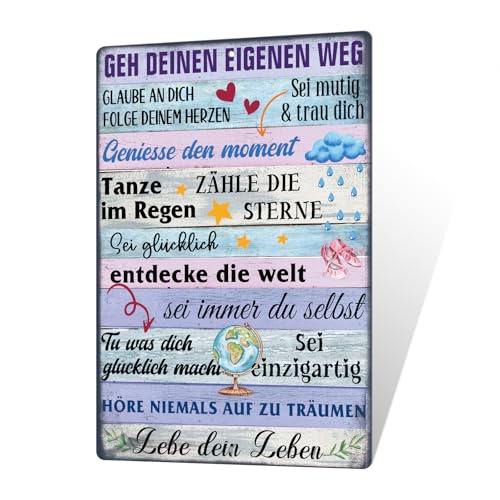 Putuo Decor Motivationsschild – GEH deinen Weg, Glaub an Dich – Buntes Metallschild mit inspirierenden Sprüchen – Wanddeko für Jugendliche & Erwachsene von Putuo Decor