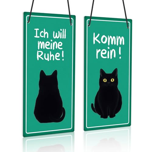 Putuo Decor PVC Türschild Katze – Doppelseitiges Komm rein/Ich will meine Ruhe Schild für Katzenfreunde, Schlafzimmer oder Homeoffice von Putuo Decor