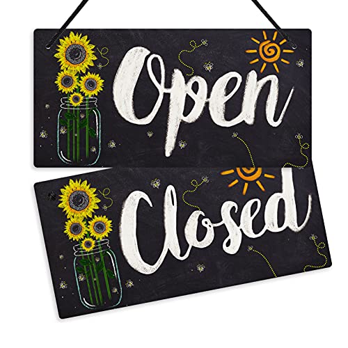 Putuo Decor Schild mit Aufschrift "Open Closed", doppelseitig, für Geschäft, Café, Bar, Shop, Restaurant, Türfenster, 25,4 x 12,7 cm, PVC-Hängeschild von Putuo Decor