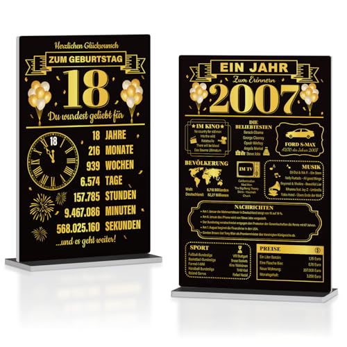 Putuo Decor Schwarz-Gold Tischaufsteller 18 Geburtstag & Jahr 2007 – 2er Set Retro Jubiläumsdeko für Party Tisch Feier Putuo Decor Schwarz-Gold Tischaufsteller 18 Geburtstag & Jahr 2007 – 2er Set Retro Jubiläumsdeko für Party Tisch Feier von Putuo Decor