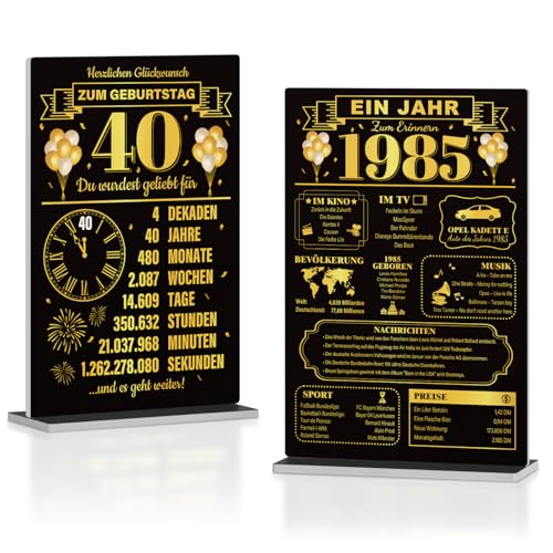 Putuo Decor Schwarz-Gold Tischaufsteller 40 Geburtstag & Jahr 1985 – 2er Set Retro Jubiläumsdeko für Party Tisch Feier Putuo Decor Schwarz-Gold Tischaufsteller 40 Geburtstag & Jahr 1985 – 2er Set Retro Jubiläumsdeko für Party Tisch Feier von Putuo Decor