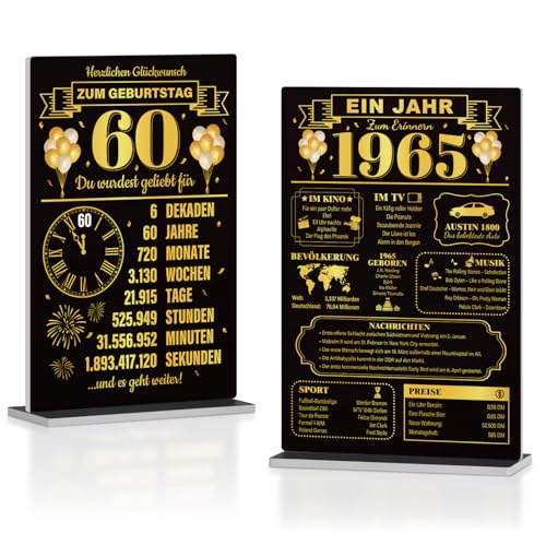 Putuo Decor Schwarz-Gold Tischaufsteller 60 Geburtstag & Jahr 1965 – 2er Set Retro Jubiläumsdeko für Party Tisch Feier Putuo Decor Schwarz-Gold Tischaufsteller 60 Geburtstag & Jahr 1965 – 2er Set Retro Jubiläumsdeko für Party Tisch Feier von Putuo Decor