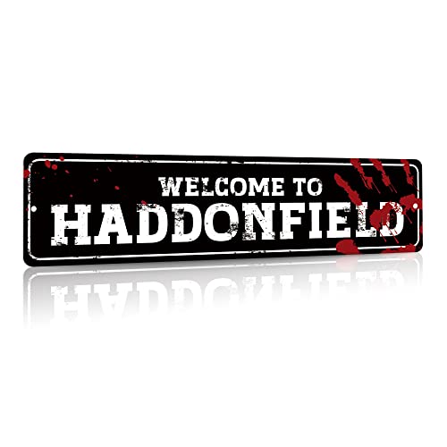 Putuo Decor Straßenschild mit Aufschrift "Welcome to Haddonfield" – Retro-Horrorfilm-Dekoration, Vintage-Stil, Chill Man Cave Dekor, Raumdekoration, lustige Geschenkidee, 40,6 x 10,2 cm von Putuo Decor