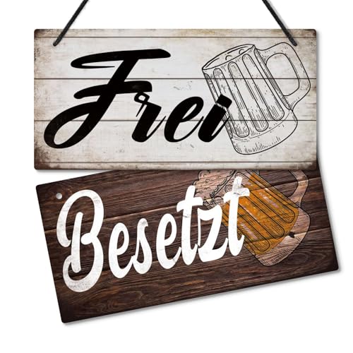 Putuo Decor Türschild Frei/Besetzt – Beidseitiges Bar-Schild mit Bierkrug-Motiv für Keller Kneipe Partyecke WC von Putuo Decor
