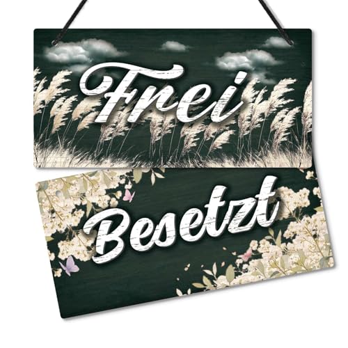 Putuo Decor Türschild Frei/Besetzt – Beidseitiges WC-Schild im Vintage Stil mit Gräsern und Blütenmotiv für Toilette Bad Büro Putuo Decor Türschild Frei/Besetzt – Beidseitiges WC-Schild im Vintage Stil mit Gräsern und Blütenmotiv für Toilette Bad Büro von Putuo Decor
