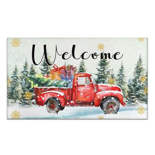 Fußmatte für den Außenbereich, Weihnachtsdekorationen für Zuhause, rutschfest, LKW, Frohe Weihnachten, niedriges Profil, Urlaubsteppich, Willkommensmatte, für drinnen und draußen, Winter Fußmatte für den Außenbereich, Weihnachtsdekorationen für Zuhause, rutschfest, LKW, Frohe Weihnachten, niedriges Profil, Urlaubsteppich, Willkommensmatte, für drinnen und draußen, Winter von Putware