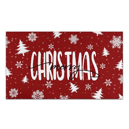 Weihnachtsmatte für den Außenbereich, Weihnachtsdekorationen für Zuhause, rutschfest, Frohe Weihnachten, Fußmatte, niedriges Profil, Winterteppich, rot, Willkommensmatte, für drinnen und draußen Weihnachtsmatte für den Außenbereich, Weihnachtsdekorationen für Zuhause, rutschfest, Frohe Weihnachten, Fußmatte, niedriges Profil, Winterteppich, rot, Willkommensmatte, für drinnen und draußen von Putware