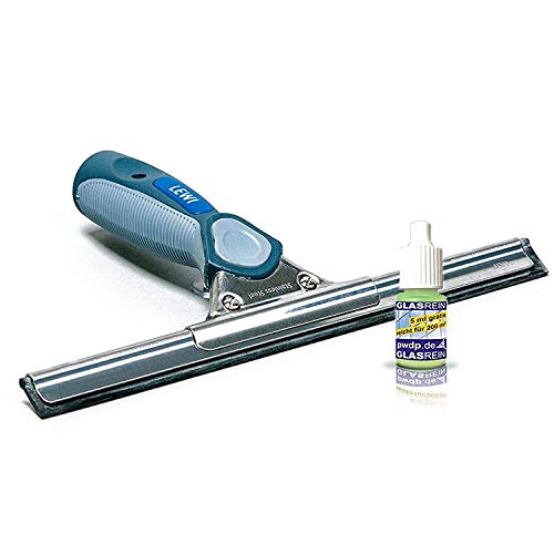 Profi-Fensterabzieher (15cm) von LEWI - Fensterwischer für kleine Fenster & Ecken - streifenfreies Ergebnis, ergonomischer Griff, Edelstahlschiene & Gummilippe - inkl. Gratisprobe Glasreiniger von Putzen wie die Profis