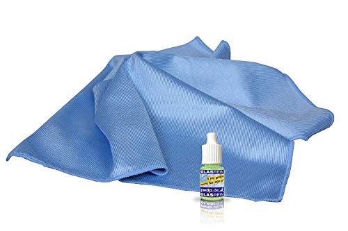 Putzen wie die Profis – Fenstertuch Microfaser 60x80cm - Profi Fensterreinigungstuch mit Rillenstruktur streifenfreie Glasreinigung - für Trocken- & Nassanwendung - inkl. Gratisprobe GlasRein von Putzen wie die Profis