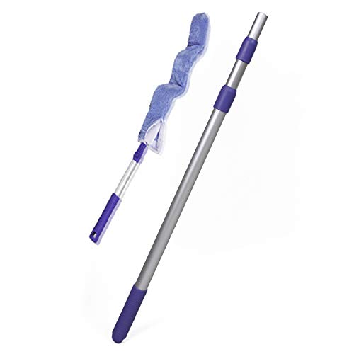 Putzen wie die Profis Flex Dusty Staubwedel + Teleskopstiel | flexibler Staubmop mit stufenlos einstellbarem Teleskopstab (70-175 cm) | zum Abstauben an schwierigen Stellen | + Gratis-Probe GlasRein von Putzen wie die Profis