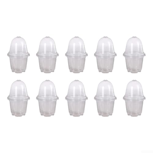 10 transparente Kunststoff-Pflanztöpfe mit Feuchtigkeitskuppel, mit Drainagelöchern und flexiblen Wänden zur Unterstützung der Wurzelgesundheit und einfacher Entfernung des Bodens (8,9 x 15 cm) von Puupaa