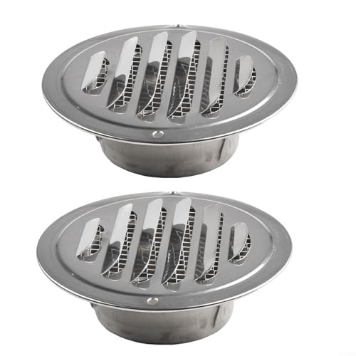 2 Stück runde Lüftungsgitter aus Edelstahl, runde Lüftungsgitter, Metallabdeckung, kreisförmige Belüftung, Lüftungsgitter-Abdeckung für Küche, Badezimmer (70–75 mm) von Puupaa