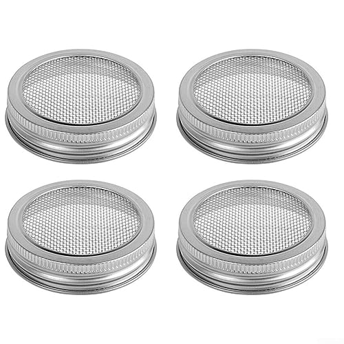 4 Stück Edelstahl-Keimglasdeckel, Sieb, Sieb, Filterabdeckung für Glas, Sprossen, 70 mm von Puupaa