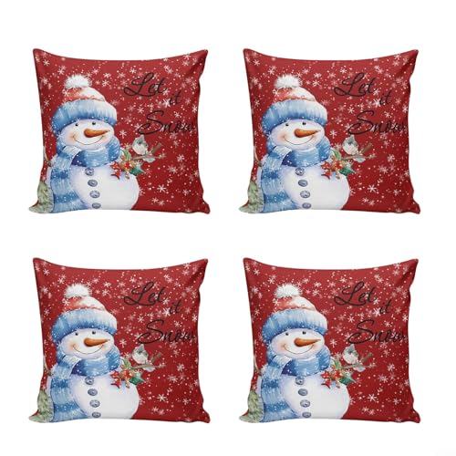 4 Stück Weihnachten Kissenbezug Kissenbezug Weihnachten Schneemann Sofa Kissenbezug Wurfkissenbezug Kissen Für Auto Schlafzimmer Sofa Home Decor Urlaub Dekor Geschenke von Puupaa